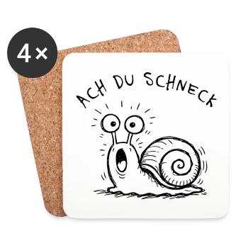 Ach Du Schneck Lustiger Spruch Doodle - Untersetzer (4er-Set) - Weiß - Vorne
