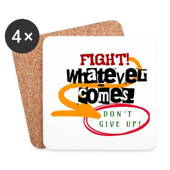 COMBATTEZ ! N’abandonne pas - Citation de motivation - Mentalité - Dessous de verre (lot de 4) - blanc - Devant