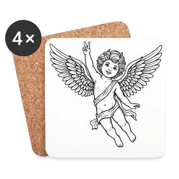 Ange de la Paix Joyeuse avec Signe de la Paix - Dessous de verre (lot de 4) - blanc - Devant