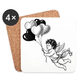 Cute little angel with heart balloons - Coasters (set of 4) - white - Front