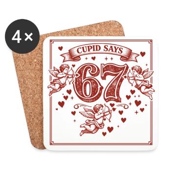 Cupid Days 67 Love Six Seven Gift Funny - Coasters (set of 4) - white - Front