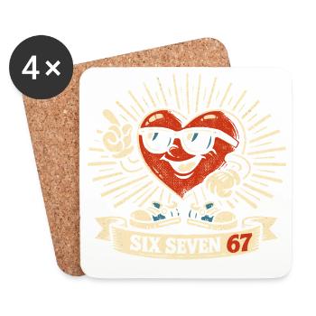 6 7 Six Seven Valentine's Day Heart Gift Funny - Coasters (set of 4) - white - Front