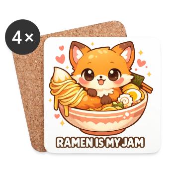 Ramen Fox Kawaii Nudelsuppe - Untersetzer (4er-Set) - Weiß - Vorne