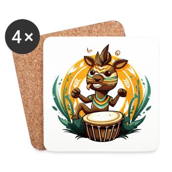 Héros Tambour Poulain tribal - Dessous de verre (lot de 4) - blanc - Devant