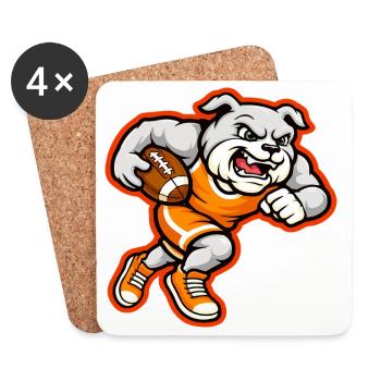 Bulldog Football Running Power Mascot - Coasters (set of 4) - white - Front