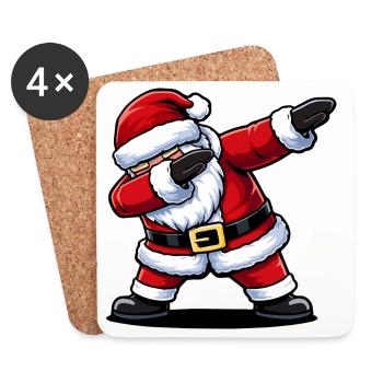 Mascotte de la danse de Noël du Père Noël - Dessous de verre (lot de 4) - blanc - Devant