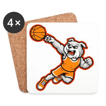 Bulldog Basketball Dunk Mascot - Coasters (set of 4) - white - Front