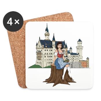 Bayerisches Pin-up für Neuschwanstein - Untersetzer (4er-Set) - Weiß - Vorne
