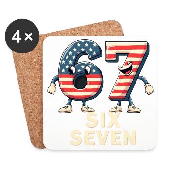 US Flag 67 Memes Six Seven - Untersetzer (4er-Set) - Weiß - Vorne
