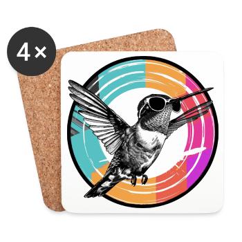 Colibri avec des lunettes de soleil - Dessous de verre (lot de 4) - blanc - Devant