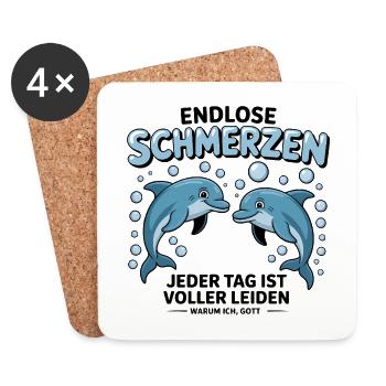 Endlose Schmerzn - Funny Deutsche Memes - Untersetzer (4er-Set) - Weiß - Vorne