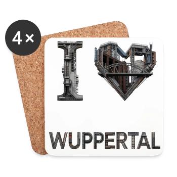 J’adore Wuppertal – Design urbain industriel - Dessous de verre (lot de 4) - blanc - Devant