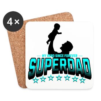 Superdad hero father since always - Coasters (set of 4) - white - Front
