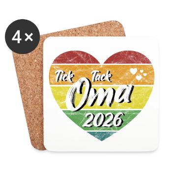 Tick Tack Oma 2026 werdende Uroma Omama 2026 retro - Untersetzer (4er-Set) - Weiß - Vorne