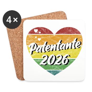 Patentante 2026 Taufpatin retro vintage - Untersetzer (4er-Set) - Weiß - Vorne
