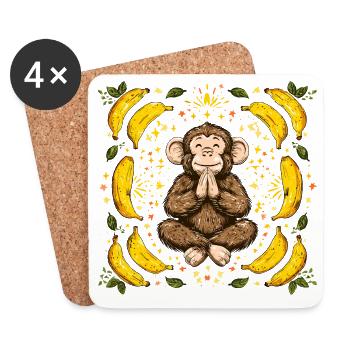 Grateful monkey with banana ring - Coasters (set of 4) - white - Front