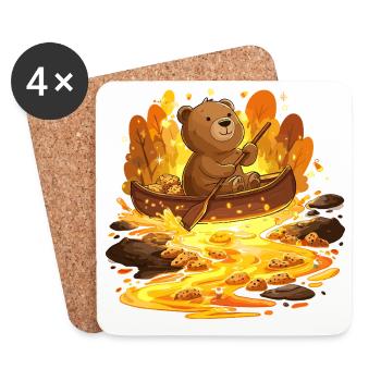 Bear in Gold River Kayak - Coasters (set of 4) - white - Front