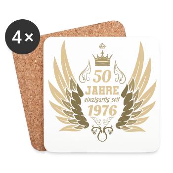 Einzigartiger 50. Geburtstag Jahrgang Engel Flügel - Untersetzer (4er-Set) - Weiß - Vorne