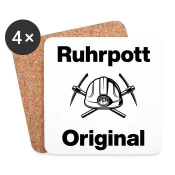 Ruhrpott Original, Bergmann Stolz! NRW, Kohle - Untersetzer (4er-Set) - Weiß - Vorne