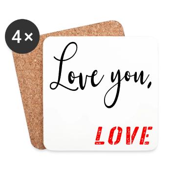 Saint-Valentin - Message d’amour - Dessous de verre (lot de 4) - blanc - Devant