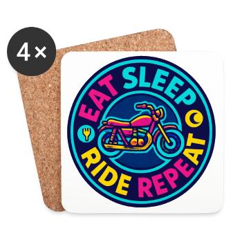 Eat Sleep Ride Repeat - Motorcycle - Biker - Coasters (set of 4) - white - Front