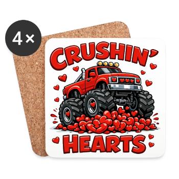 Junge Valentine Monstertruck Herz Lustig Geschenk - Untersetzer (4er-Set) - Weiß - Vorne