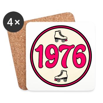 50th Birthday 1976 - Roller Skates - Coasters (set of 4) - white - Front