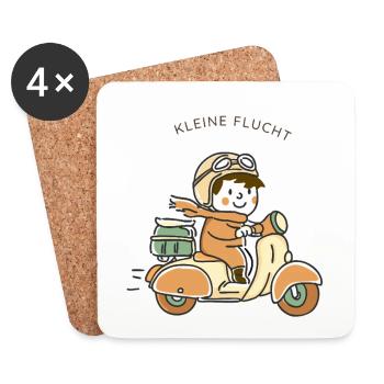 Little Escape – Scooter Illustration - Dessous de verre (lot de 4) - blanc - Devant