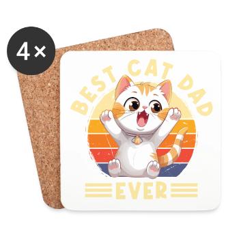 Cat Best Cat Dad Ever Cat Dad Funny Saying - Coasters (set of 4) - white - Front