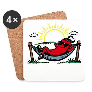 Chilling Chili Funny Pun Chilling Chilli - Coasters (set of 4) - white - Front