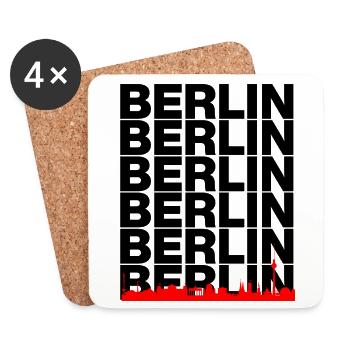 Berlin Skyline, Hauptstadtliebe, Berlin Liebe - Untersetzer (4er-Set) - Weiß - Vorne