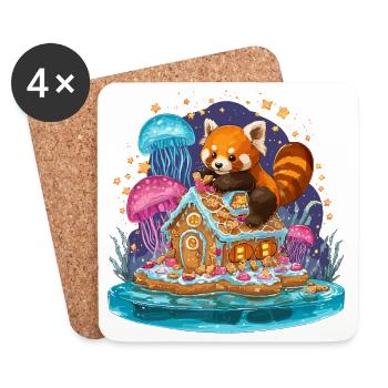 Panda on sugar house in the sugar sea - Coasters (set of 4) - white - Front