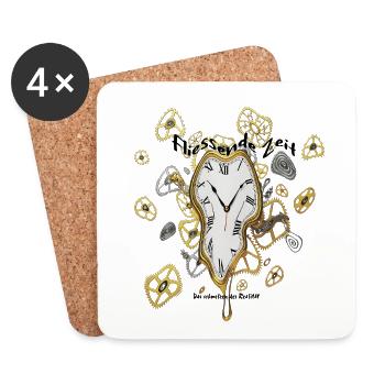Melting clock with gears - Coasters (set of 4) - white - Front