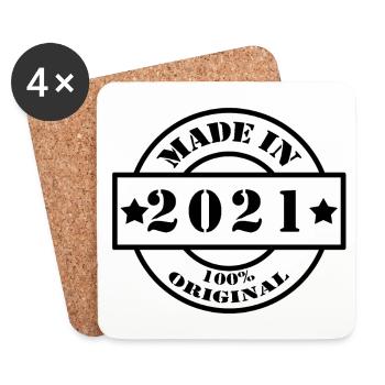 FABRIQUÉ EN 2021 Année de naissance de la construction Cadeau vintage - Dessous de verre (lot de 4) - blanc - Devant
