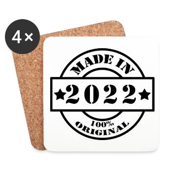 MADE IN 2022 Geburtsjahr Baujahr Jahrgang Geschenk - Untersetzer (4er-Set) - Weiß - Vorne