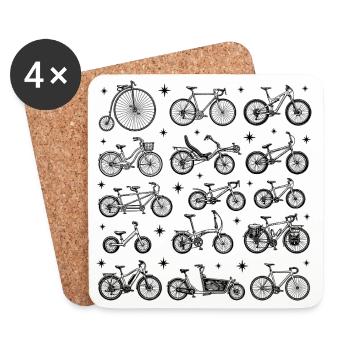 Bicycle tattoo design in the 90s style trend - Coasters (set of 4) - white - Front