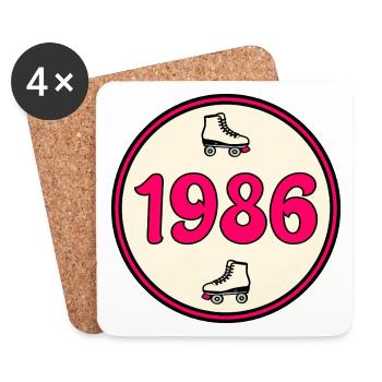 Geburtstag 1986 Rollschuhfahren - Untersetzer (4er-Set) - Weiß - Vorne