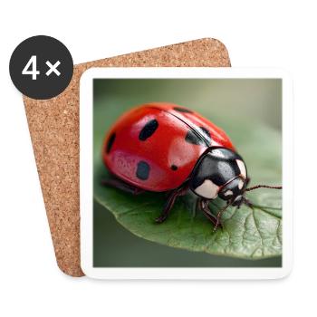 Lucky Charm Ladybug Macro Nature Design - Coasters (set of 4) - white - Front