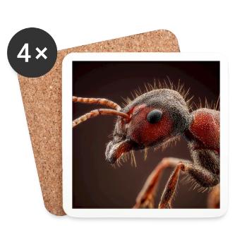 Ameisen Makro Realistisch Wildlife Porträt - Untersetzer (4er-Set) - Weiß - Vorne
