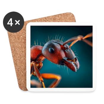 Realistisches Ameisen Makro Porträt Wildlife - Untersetzer (4er-Set) - Weiß - Vorne