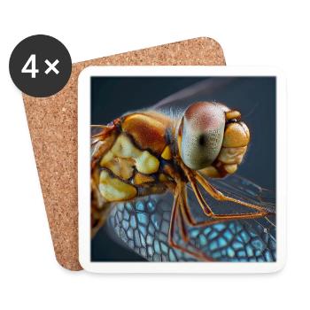 Extreme Dragonflies Macro Portrait Graphique de la Faune - Dessous de verre (lot de 4) - blanc - Devant