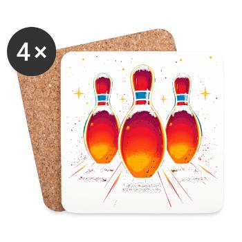 Bowling Vaporwave - Dessous de verre (lot de 4) - blanc - Devant