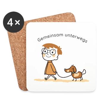 On the road together – Cute illustration Mensc - Coasters (set of 4) - white - Front