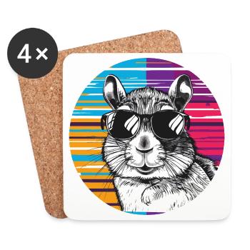 Hamster with sunglasses - Coasters (set of 4) - white - Front