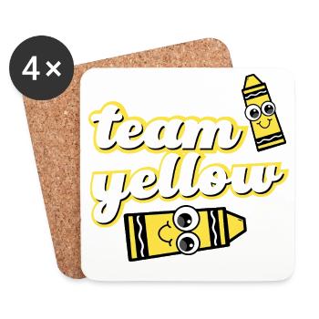 Team Yellow Crayons with Face - Coasters (set of 4) - white - Front