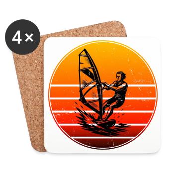 Minimalist Windsurfing Motif - Coasters (set of 4) - white - Front