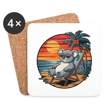 Lustiger Koala am Strand, Sommerurlaub Sonnenuntergang - Untersetzer (4er-Set) - Weiß - Vorne