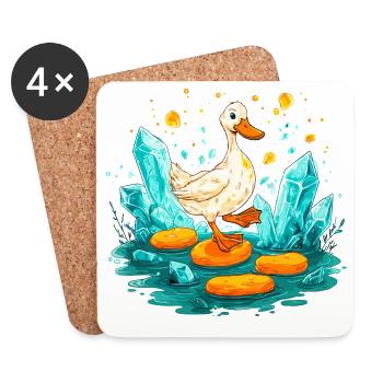 Schatzduck im Kristallreich - Untersetzer (4er-Set) - Weiß - Vorne