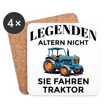 Legenden fahren Traktor - Untersetzer (4er-Set) - Weiß - Vorne