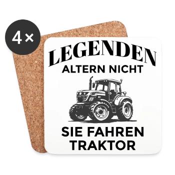 Legenden fahren Traktor - Untersetzer (4er-Set) - Weiß - Vorne